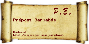 Prépost Barnabás névjegykártya